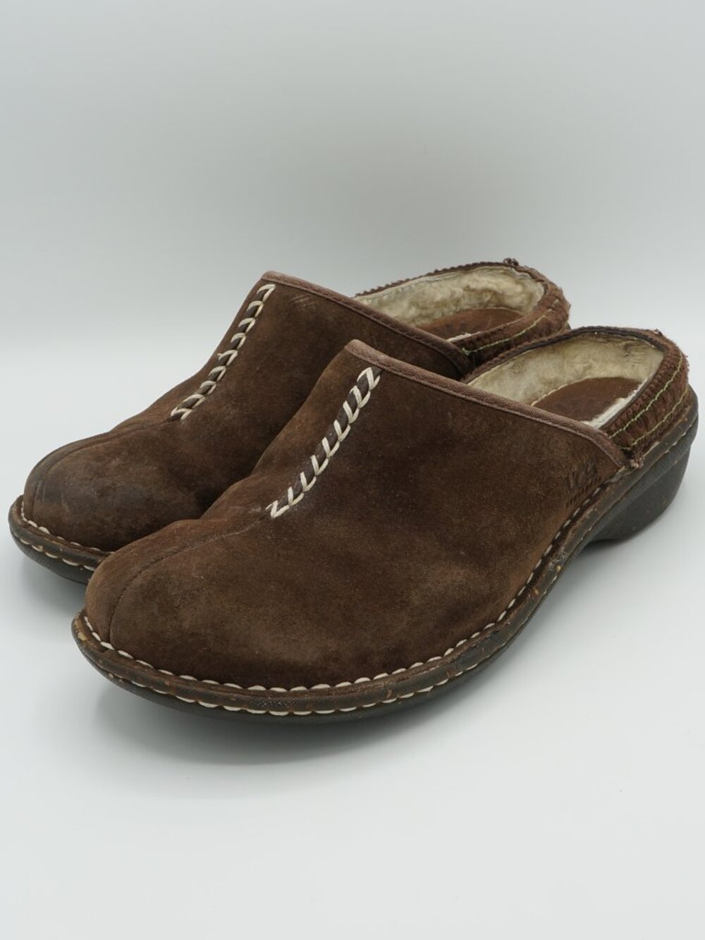 UGG Women's Size 7 Brown Suede Shearling Lined Slip-On Mule Clogs 5177